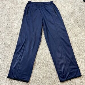 VTG Y2K Nike Sweatpants Fleece Lined Men XL Navy Blue Baggy Black Tag Wide Leg